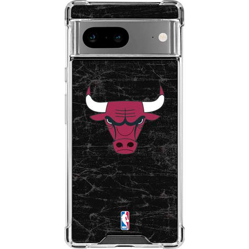 NBA Chicago Bulls Black Distressed Google Pixel 7a Clear Case